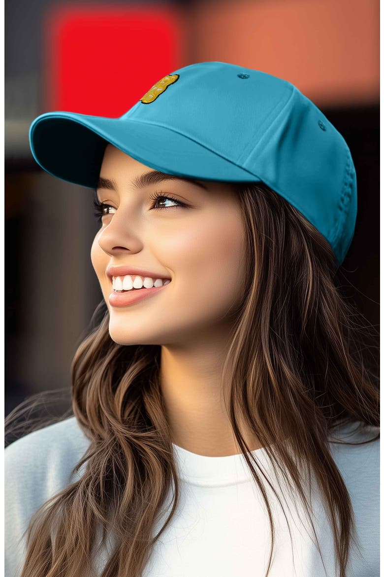 Yellow Gummy Embroidered Dad Cap, Alternate, color, Teal