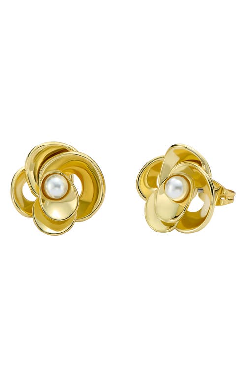Ted Baker Flores Faux Pearl Stud Earrings In Gold Tone/pearl