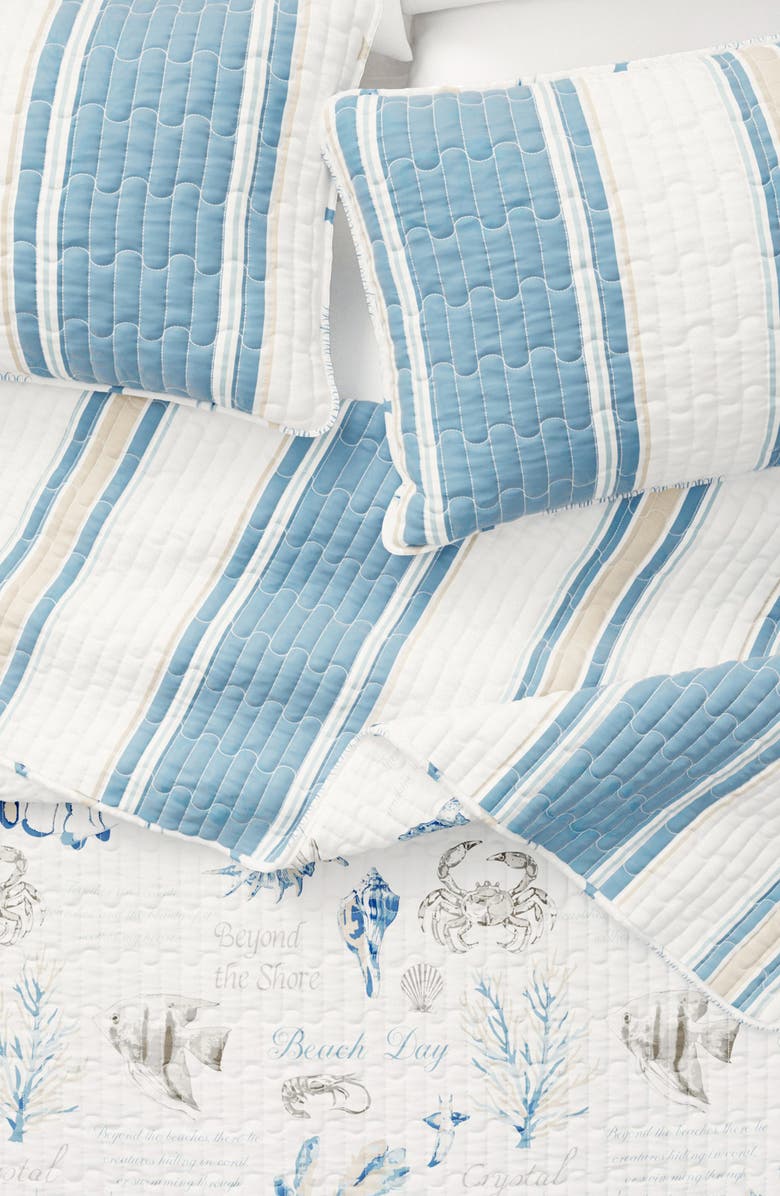 Woven & Weft Striped Reversible Coastal Quilt Set, Alternate, color, Flag Stripe / Ocean Stories