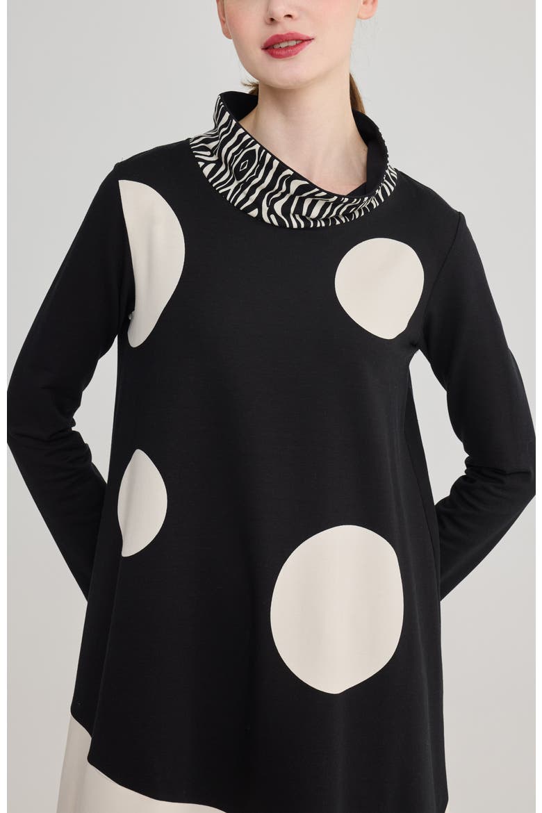 Giulia Mixed Printed Jersey Dress, Alternate, color, Black