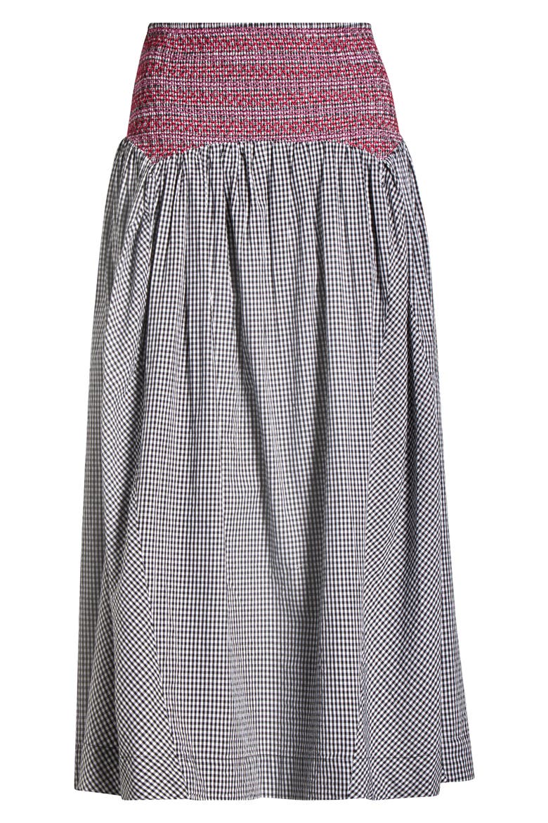 Layla Godet Organic Cotton Midi Skirt, Alternate, color, BLACK