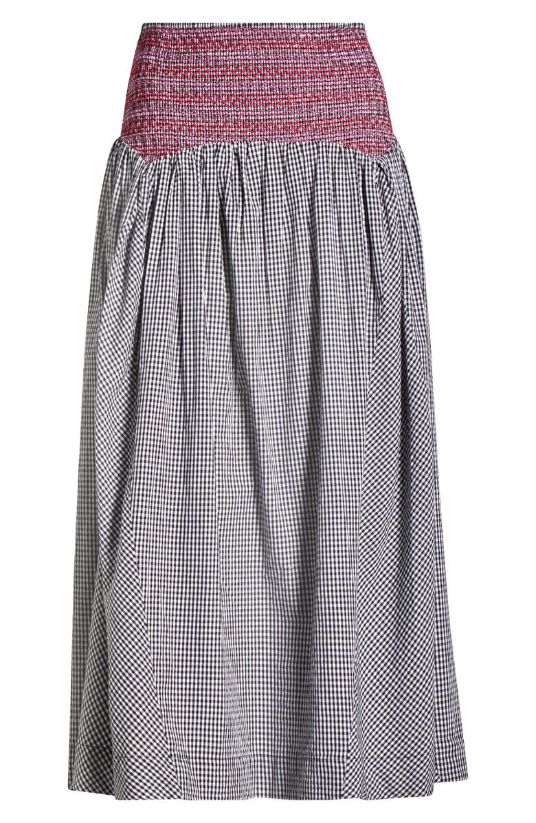 Damson Madder Layla Godet Organic Cotton Midi Skirt, Alternate, color, Black