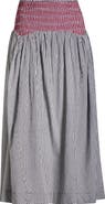 Damson Madder Layla Godet Organic Cotton Midi Skirt