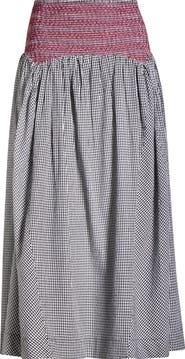 Damson Madder Layla Godet Organic Cotton Midi Skirt