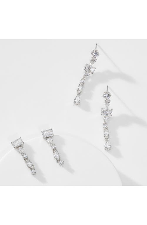 Nadri Set Of 2 Rsvp Cubic Zirconia Linear Drop Earrings In Silver