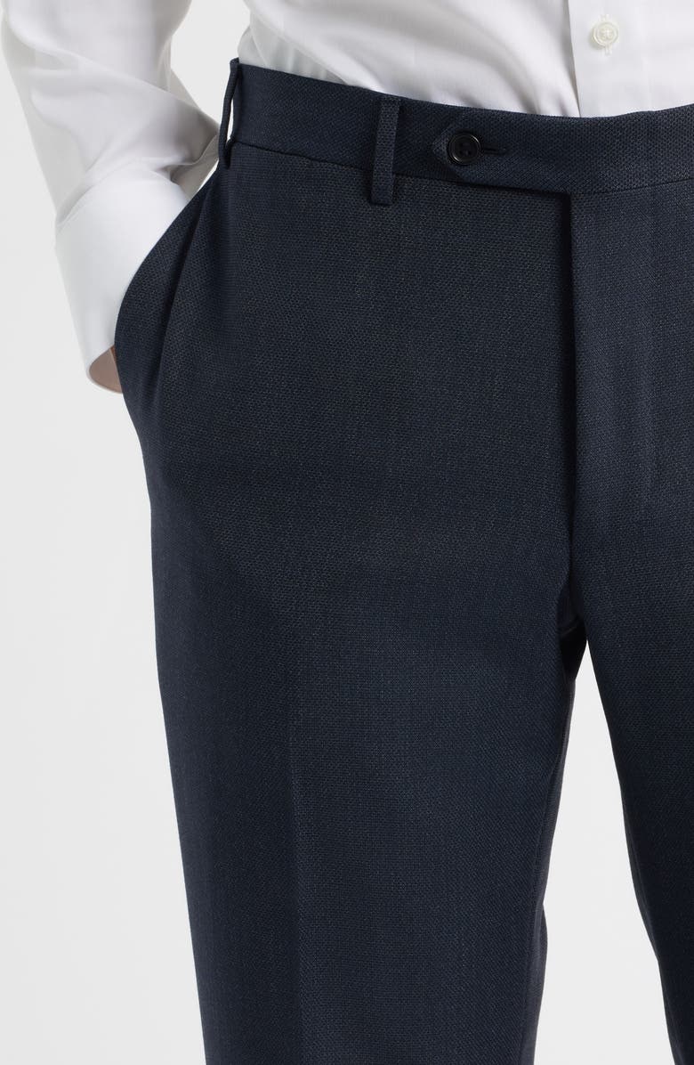 Canali Siena Regular Fit Super 130s Wool Solid Dress Pants, Alternate, color, Navy