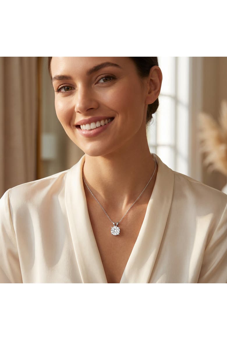 1 1/4ct Lab Grown Diamond Round Solitaire Pendant 14K Gold Necklace, Alternate, color, 14k White Gold