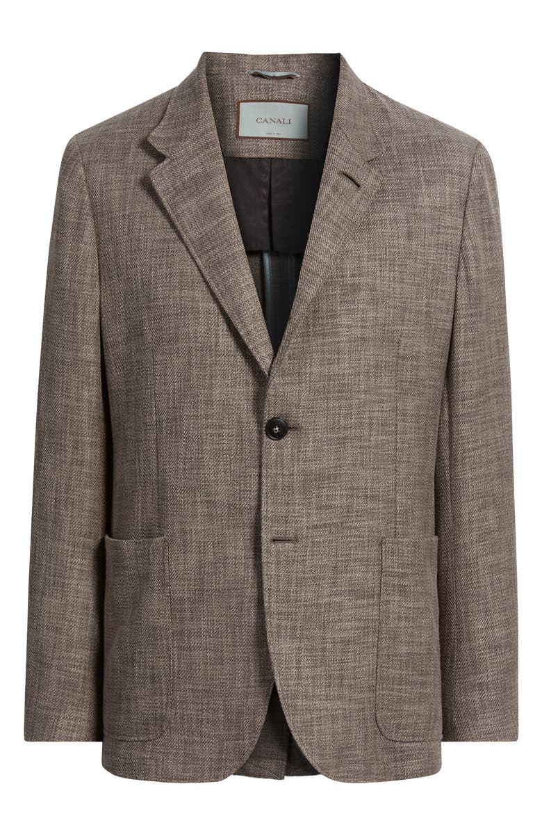 Canali Bruma Trim Fit Light Brown Mélange Cotton & Wool Blend Sport Coat, Alternate, color, Light Brown