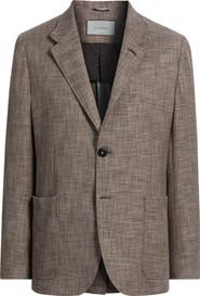 Canali Bruma Trim Fit Light Brown Mélange Cotton & Wool Blend Sport Coat