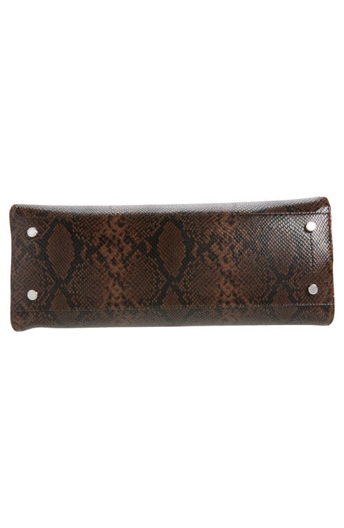 Stella Mccartney Ryder Snakeskin Embossed Faux Leather Tote In Brown