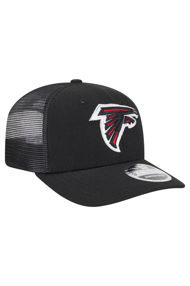 Men's New Era Black Atlanta Falcons Main Trucker 9SEVENTY Stretch-Snap Hat, Alternate, color, Black