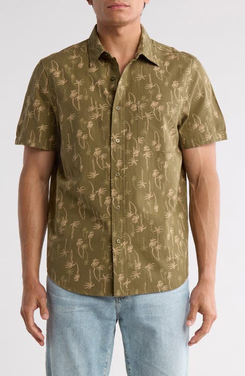 Seersucker Short Sleeve Cotton Button-Up Shirt