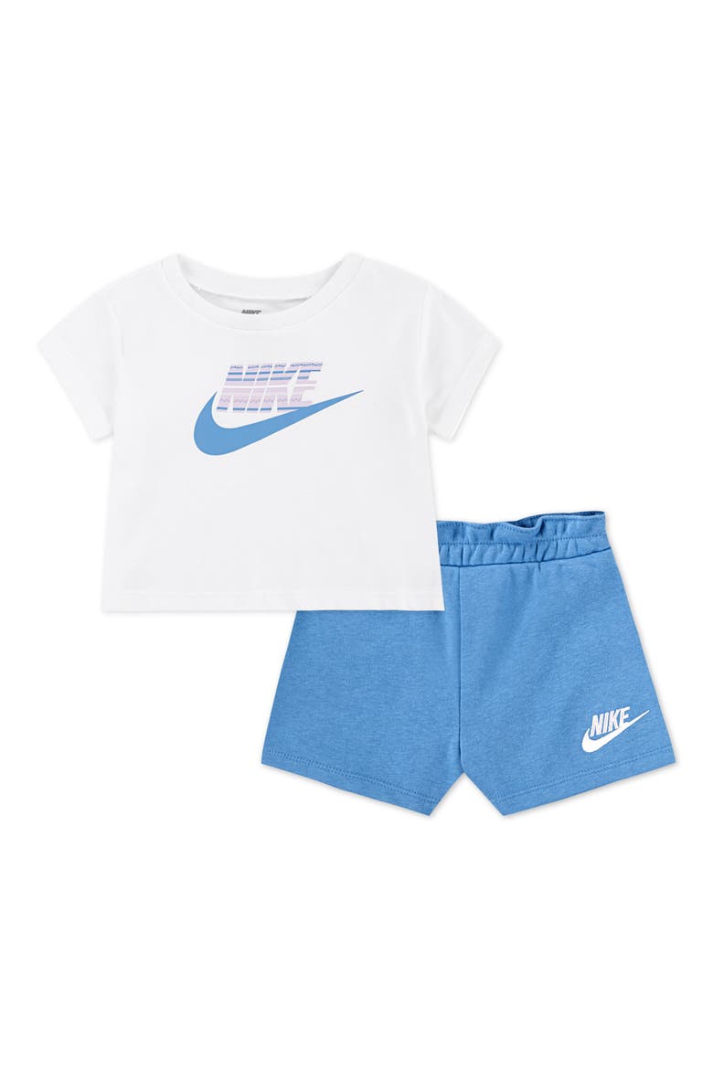 Logo T-Shirt & Shorts Set, Main, color, BLUE BEYOND