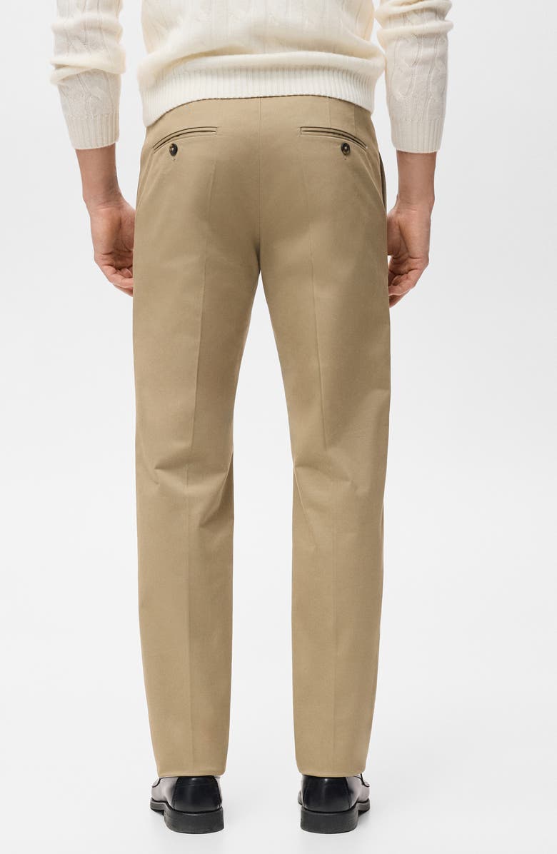 MANGO Slim Fit Stretch Cotton Twill Pants, Alternate, color, Beige