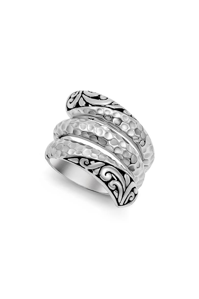 Crossover Hammered Ring, Main, color, SILVER