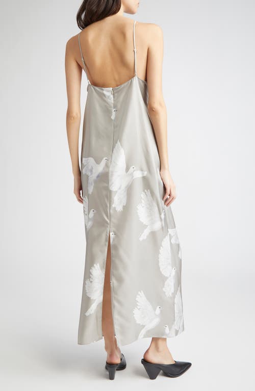 Stella Mccartney Dove Print Lace Trim Silk Slip Dress In Mud