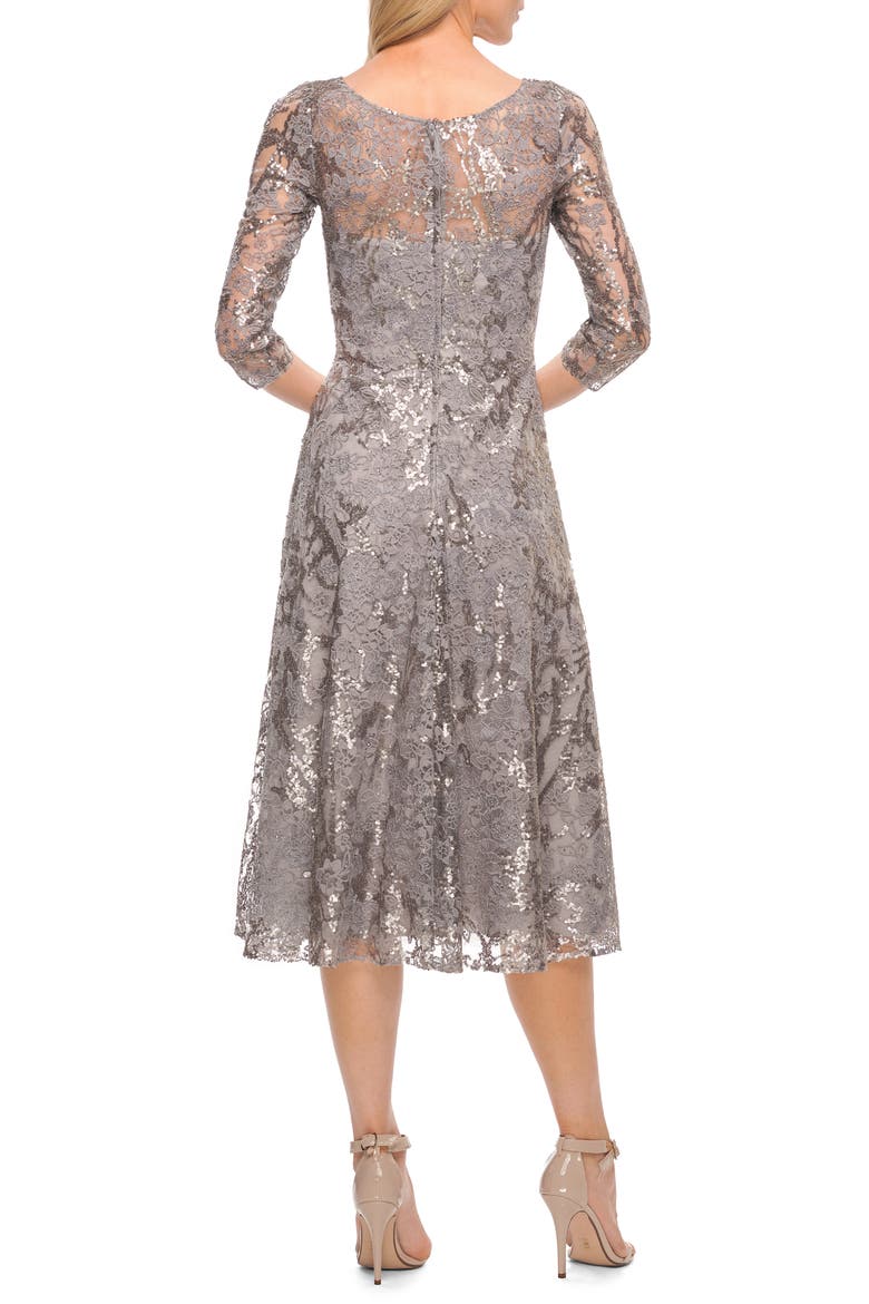 Lace Cocktail Dress, Alternate, color, SILVER