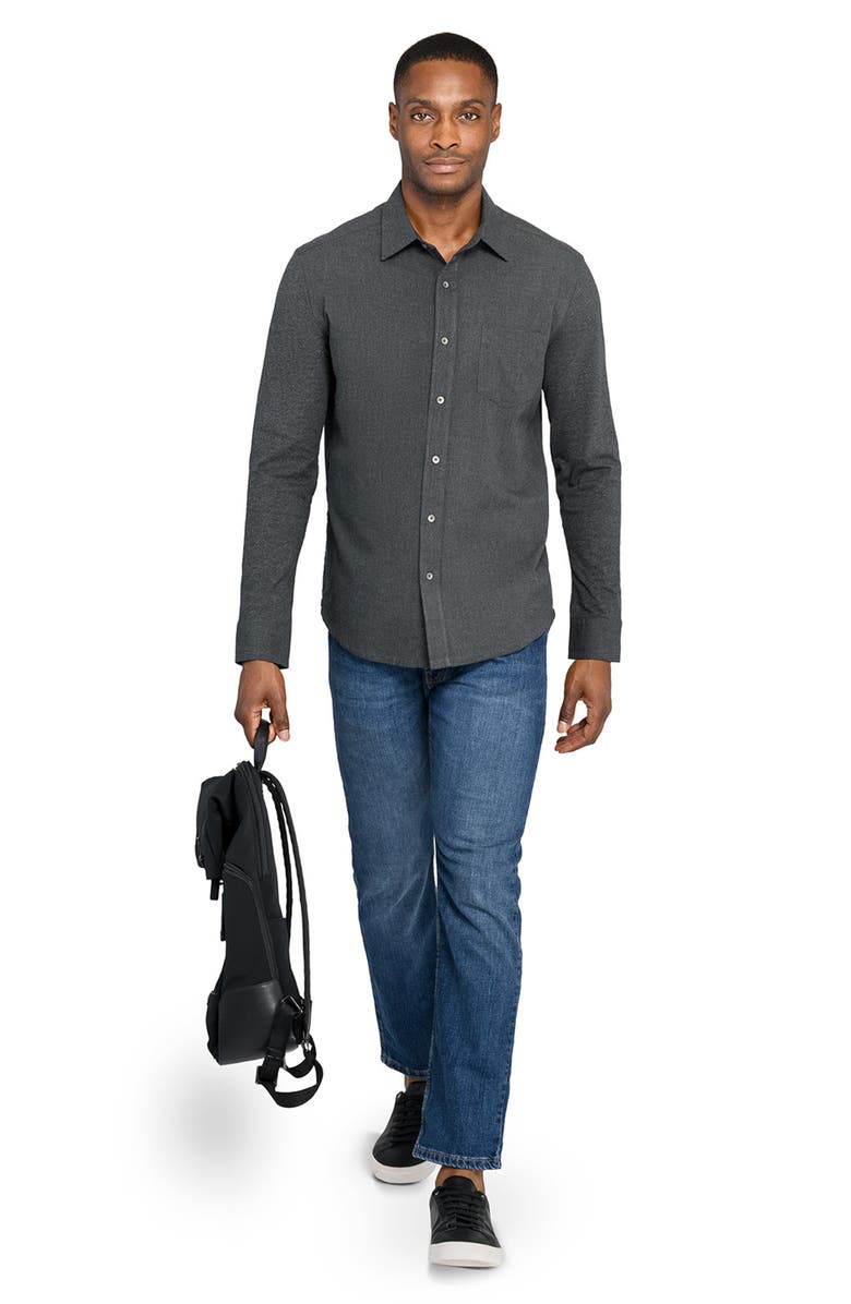 W.R.K Reworked Slim Fit Heathered Charcoal Grey Cotton Button-Up Shirt, Alternate, color, Charcoal