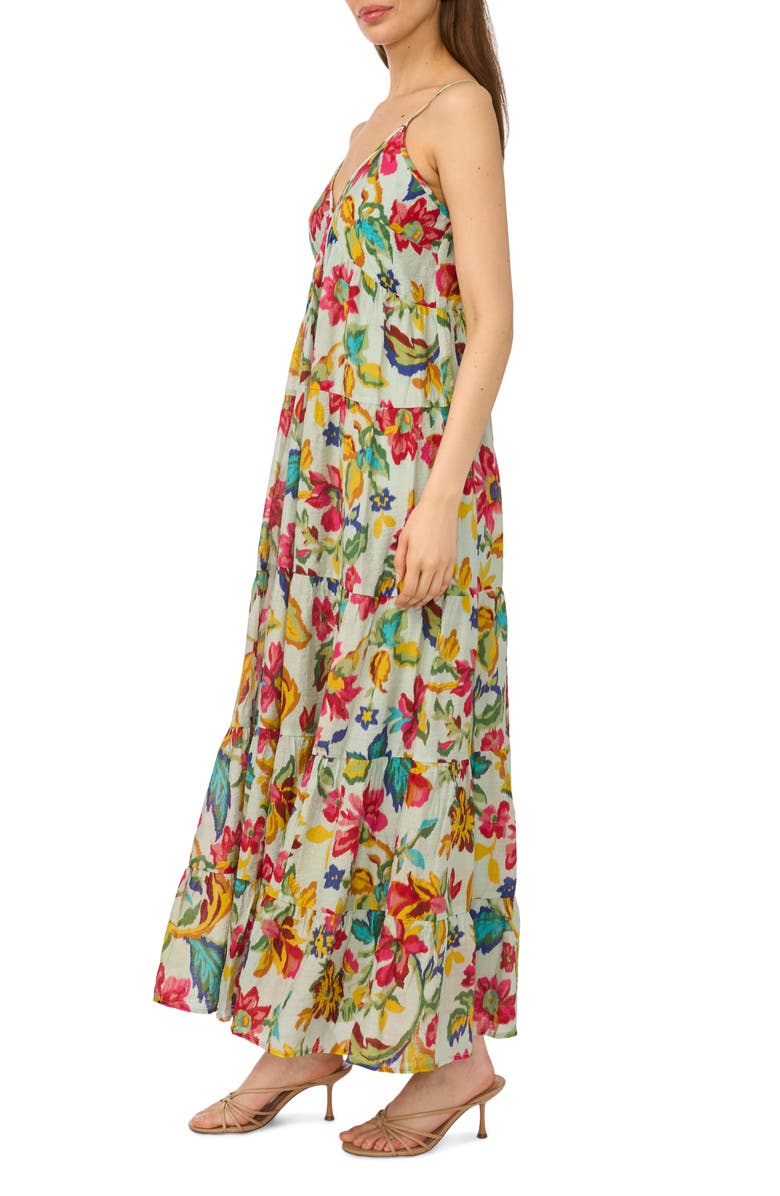 Halogen<sup>®</sup> Floral Empire Waist Tiered Maxi Dress, Alternate, color, Pink Multi