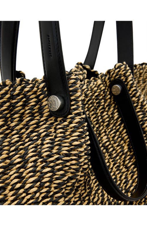Allsaints Womens Black/natural Allington Straw Tote Bag In Black/natural