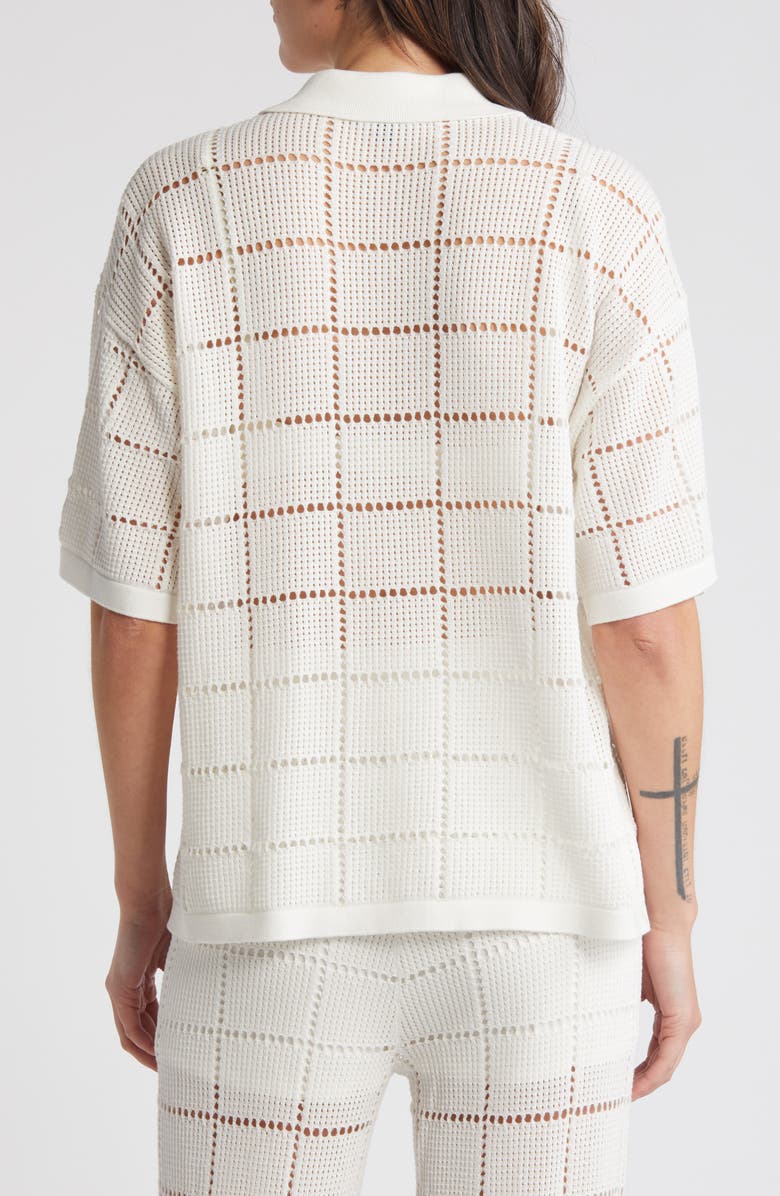 Rails Clemente Open Stitch Short Sleeve Cotton Button-Up Polo Sweater, Alternate, color,