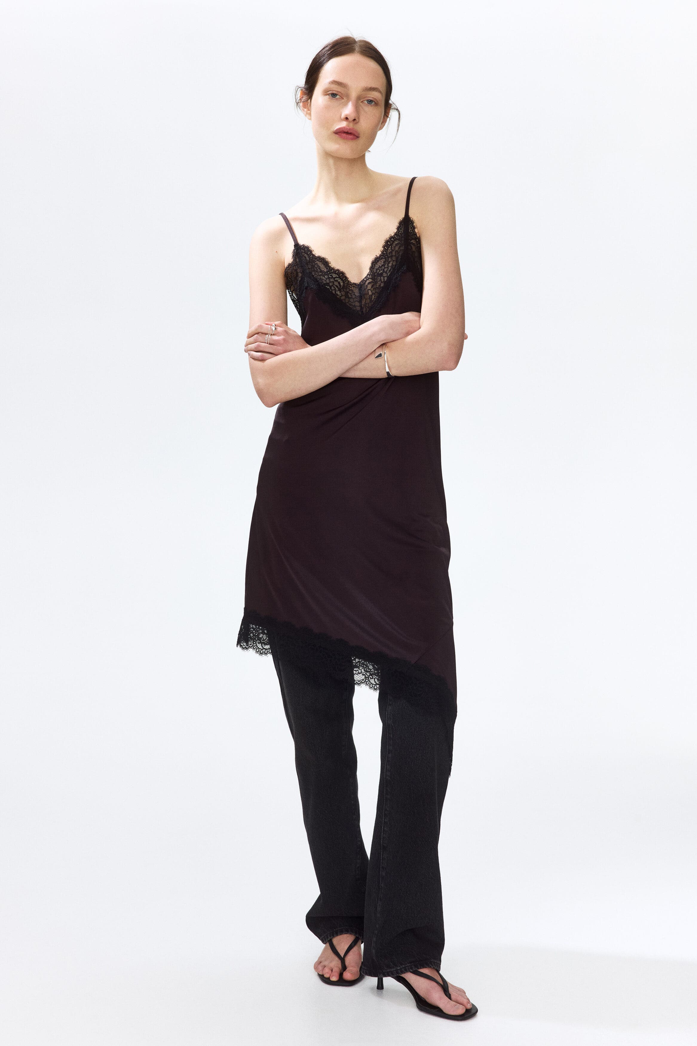 Lace-trimmed slip dress - image 2