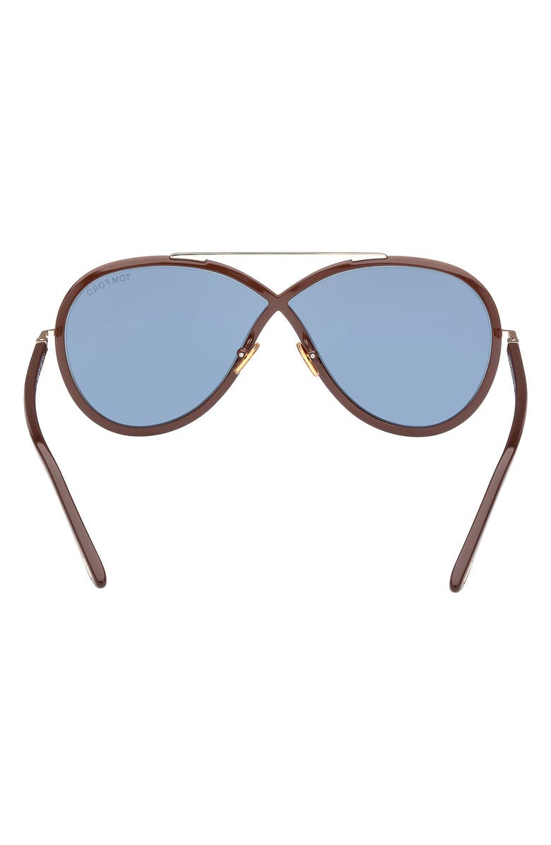 TOM FORD Rickie 65mm Oversize Round Sunglasses, Alternate, color, Dbrno/Blu