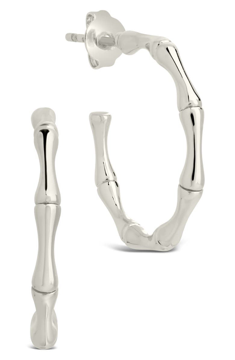 Sterling Forever Mara Bamboo Hoop Earrings, Alternate, color,