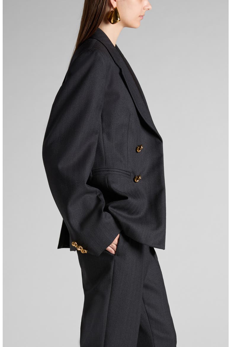 Knot Button Oversize Wool Blazer, Alternate, color, 1292 BLACK/ DARK BLUE