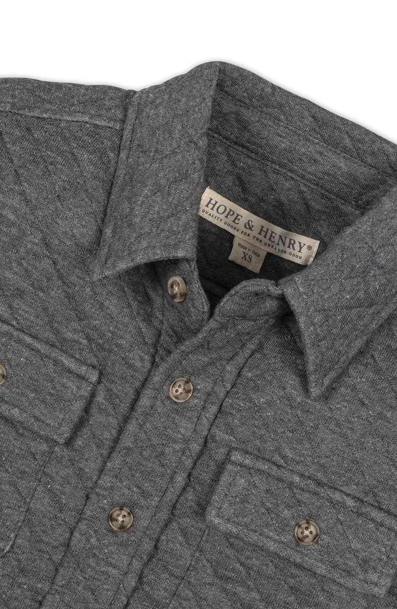 Hope & Henry Kids' Long Sleeve Quilted Button Down Shirt Jacket, Alternate, color, Quilted Dark Gray Heather