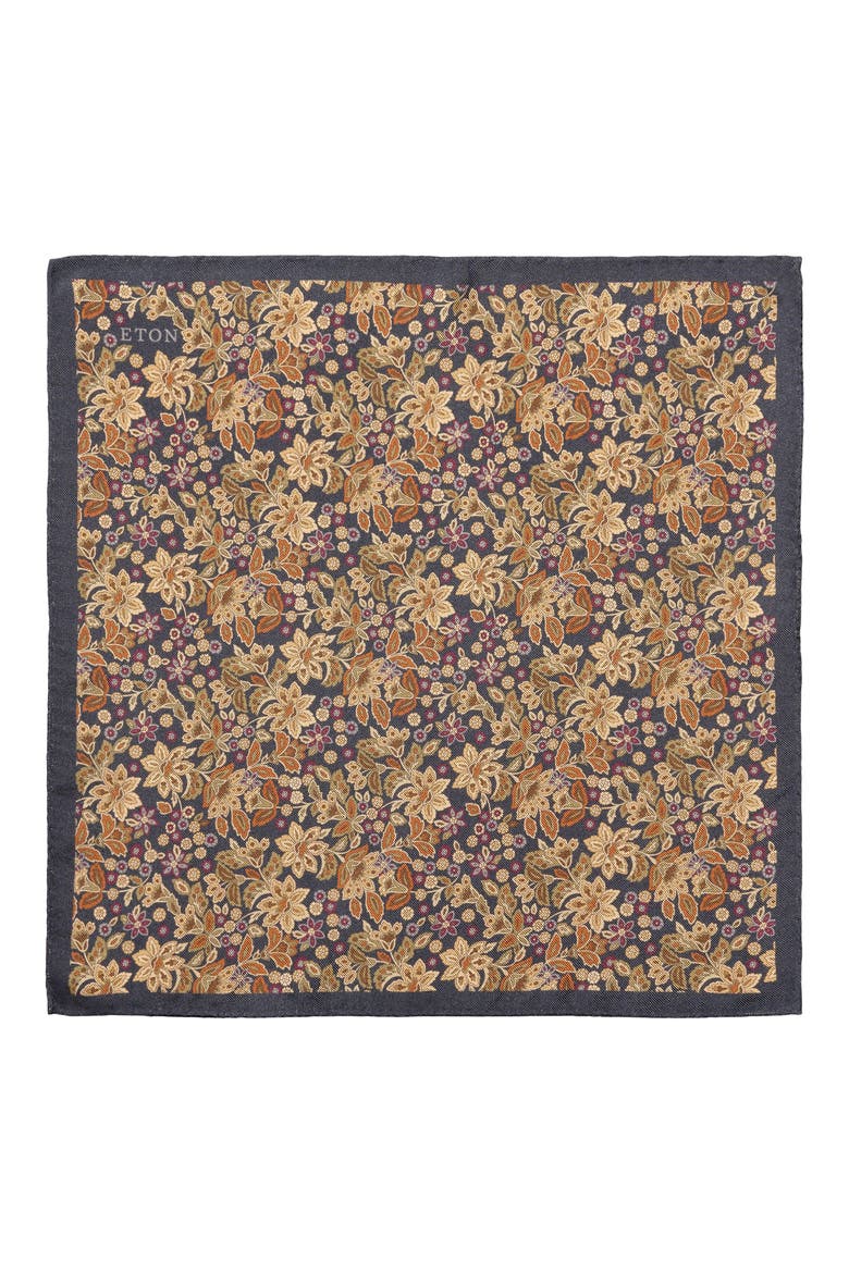 Floral Silk Pocket Square, Alternate, color, NAVY