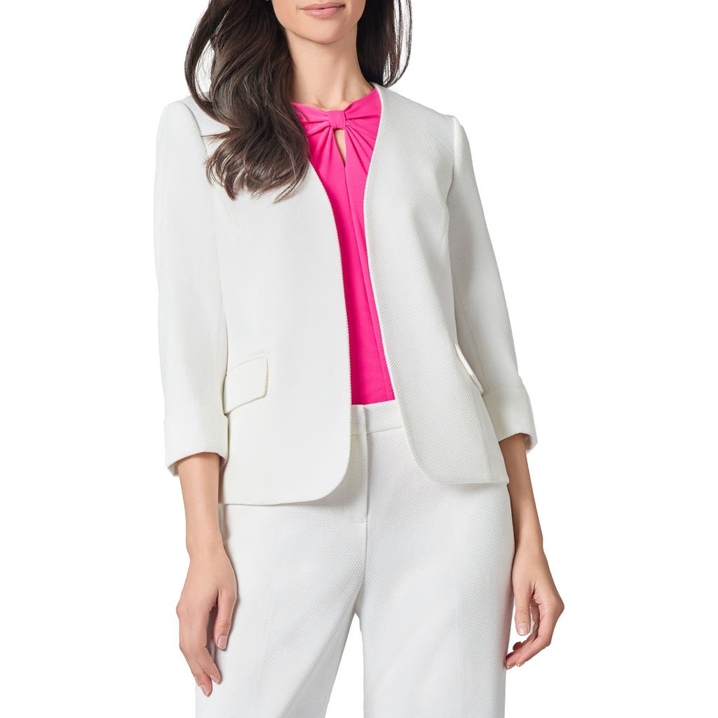 Kasper Rolled Cuff Piqué Blazer In Lily White
