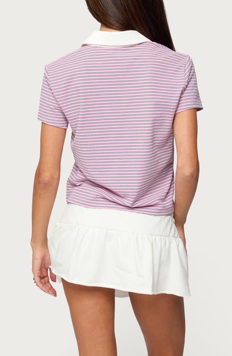 EDIKTED Lennie Stripe Polo, Alternate, color, Pink