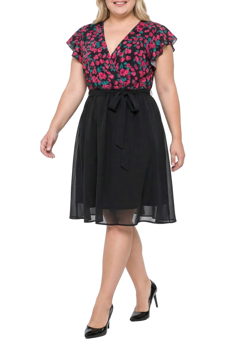 Standards & Practices Floral & Solid Belted Dress, Alternate, color, 