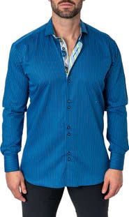 Maceoo Einstein Diamonds & Stripes Contemporary Fit Button-Up Shirt