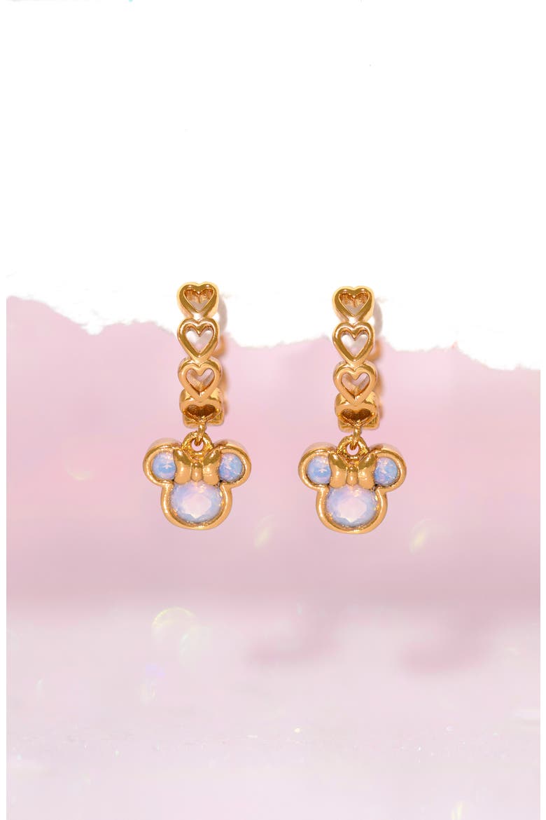 Kids' Disney Minnie Mouse Drop Earrings, Alternate, color, GOLD/ PINK