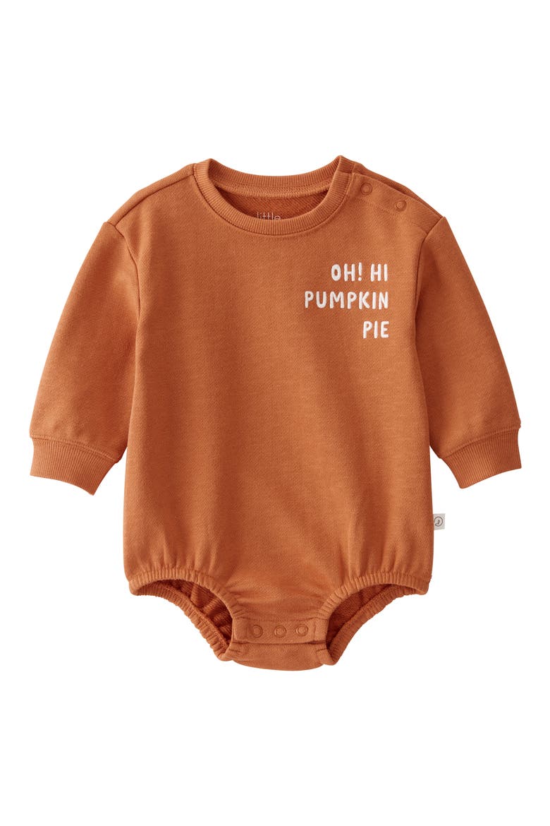 Oh Hi Pumpkin Pie Organic Cotton Bubble Bodysuit, Main, color, LP OH HI ORANGE