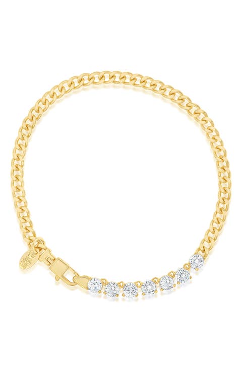 Cubic Zirconia Cuban Chain Bracelet