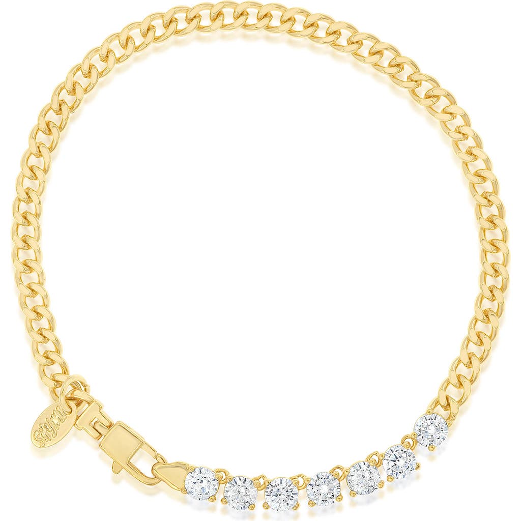 Shymi Cubic Zirconia Cuban Chain Bracelet In Gold