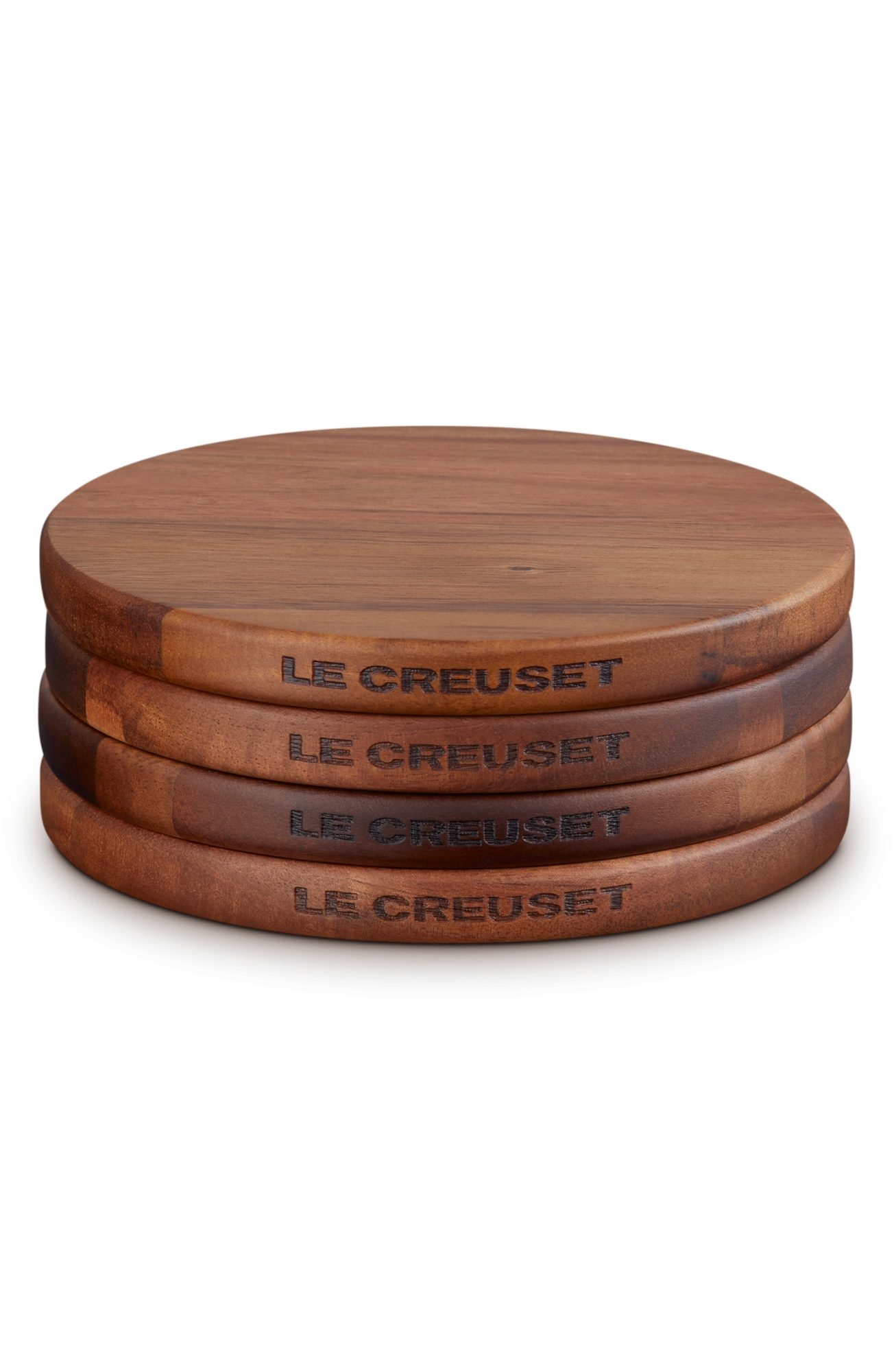 Le Creuset Set of 4 Magnetic Acacia Wood Trivets - Wood