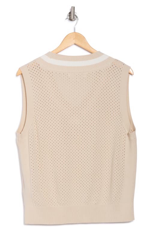 Dkny Sport Mesh V-neck Sweater Vest In Light City Khaki/ivory