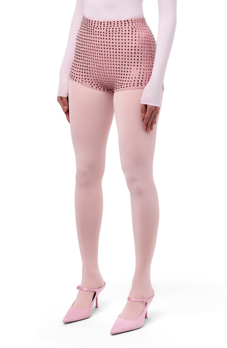 Naked Wardrobe Crystal Studded Shorts, Alternate, color, Ballerina