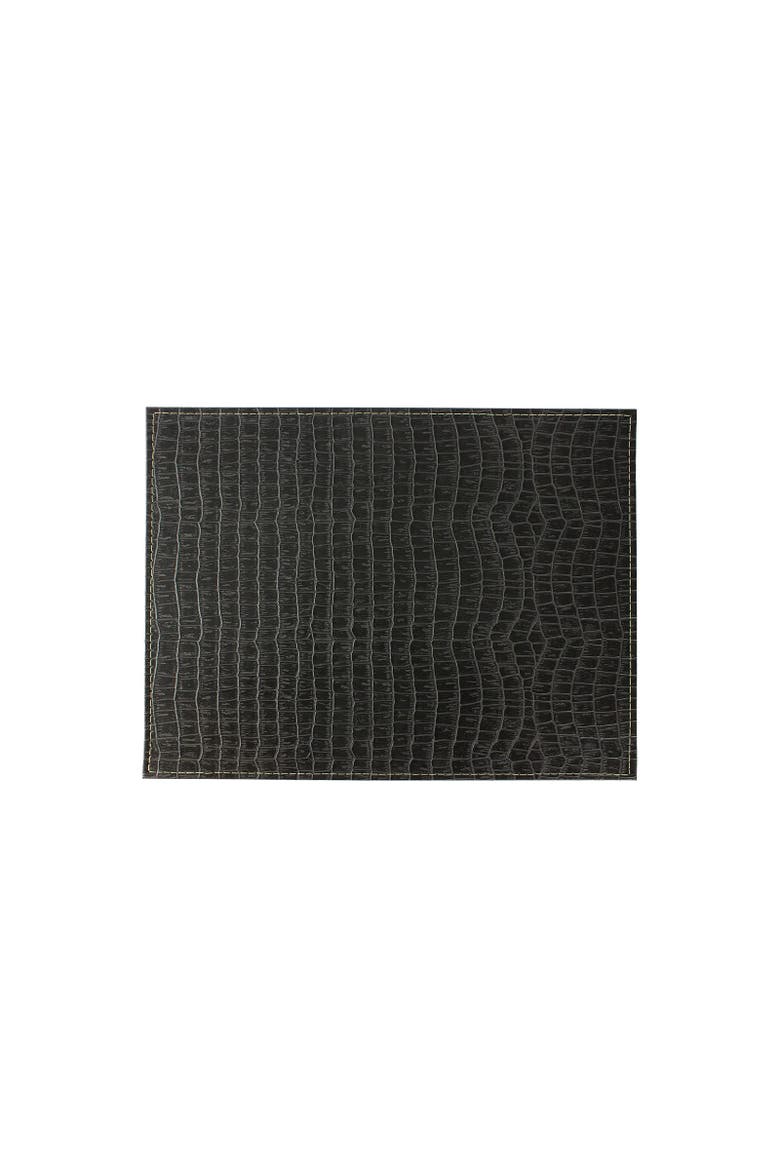 Davanti by  Crocodile Placemats Set of 6, Rectangular 16.5 x 12.5 Inch Indoor Outdoor Table Placemats, Main, color, Black