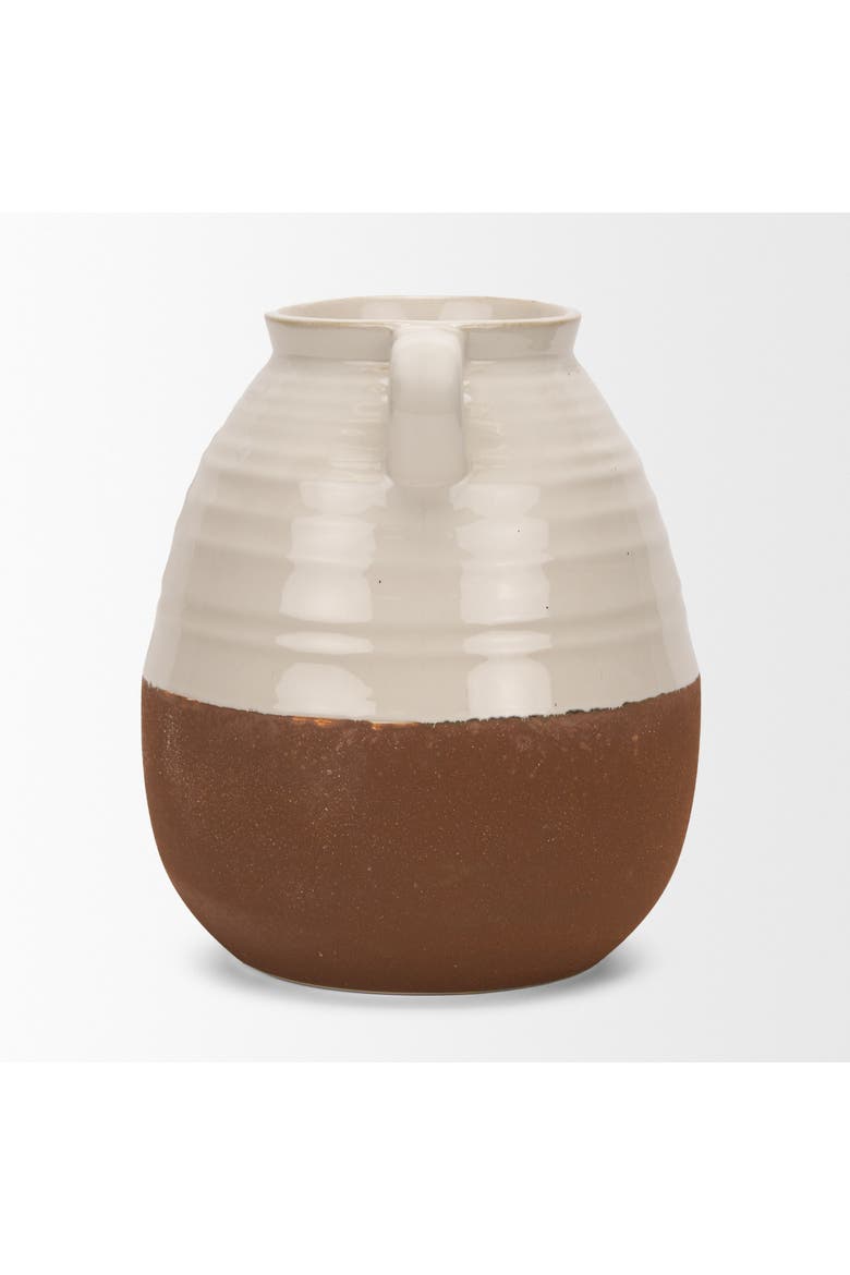 Tryna Large Beige w/ Matte Brown Ceramic Vase, Alternate, color, Brown