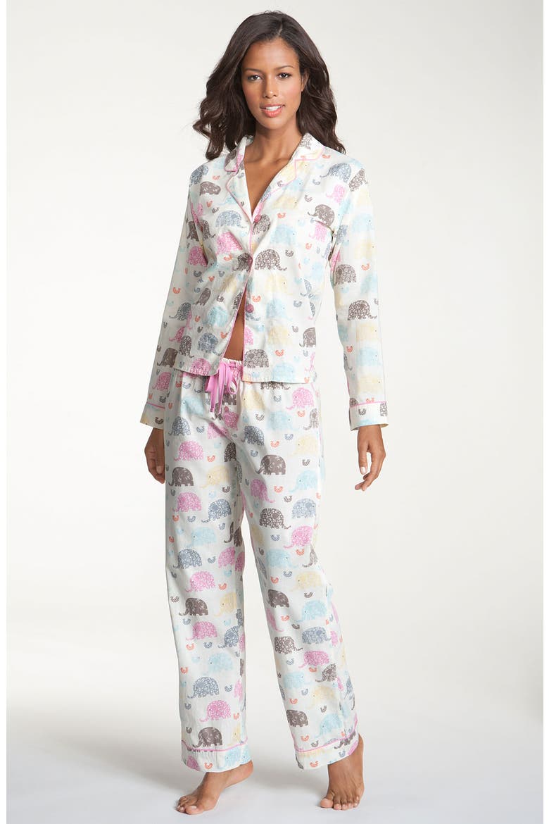 Print Pajamas & Bag, Main, color, WHITE ELEPHANTS