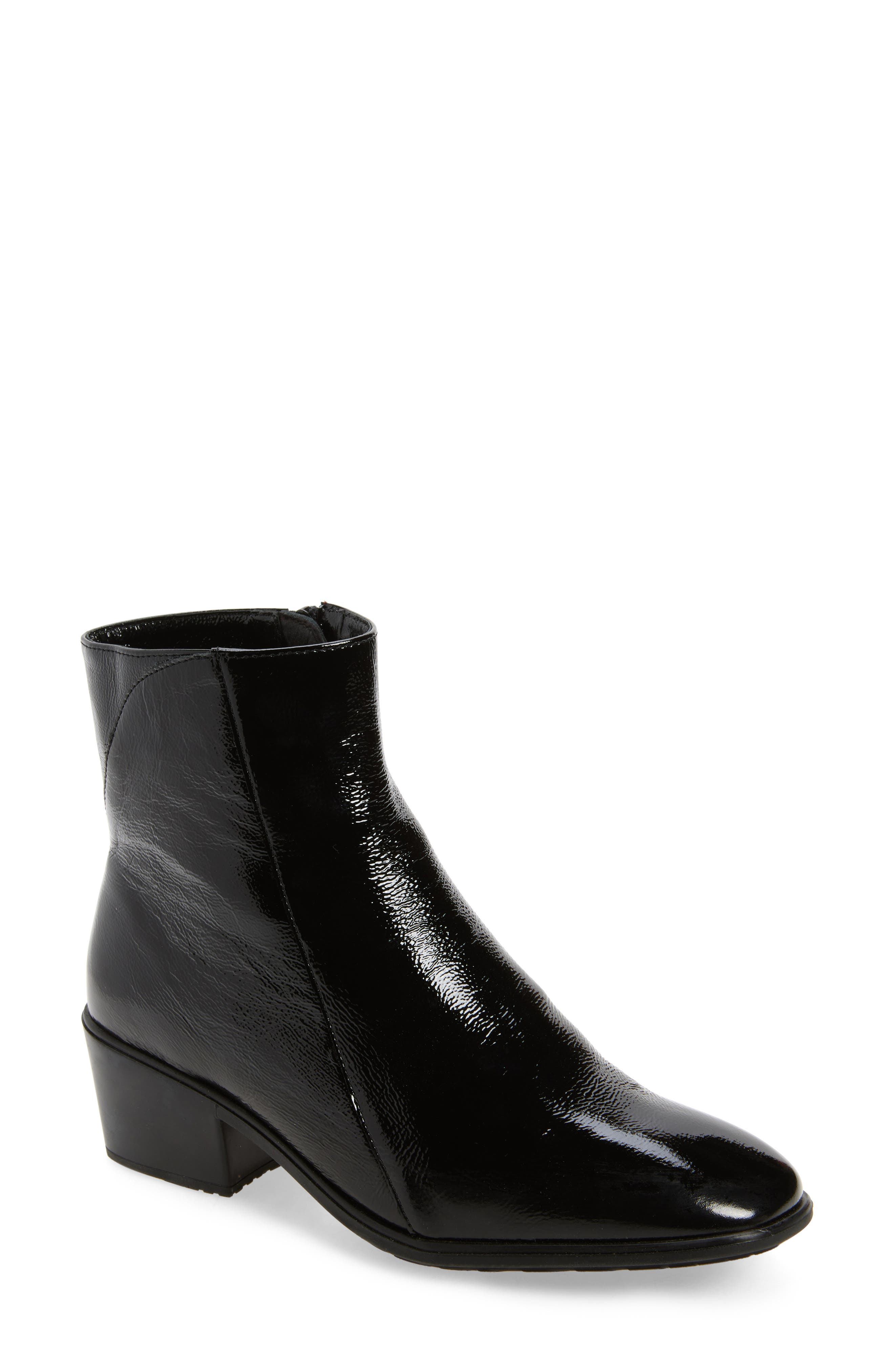 Naot Goodie Zip Boot, Main, color, Black Crinkle Patent Leather