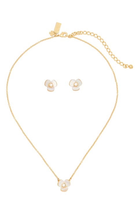 Disco Pansy Mini Pendant & Stud Earrings Set