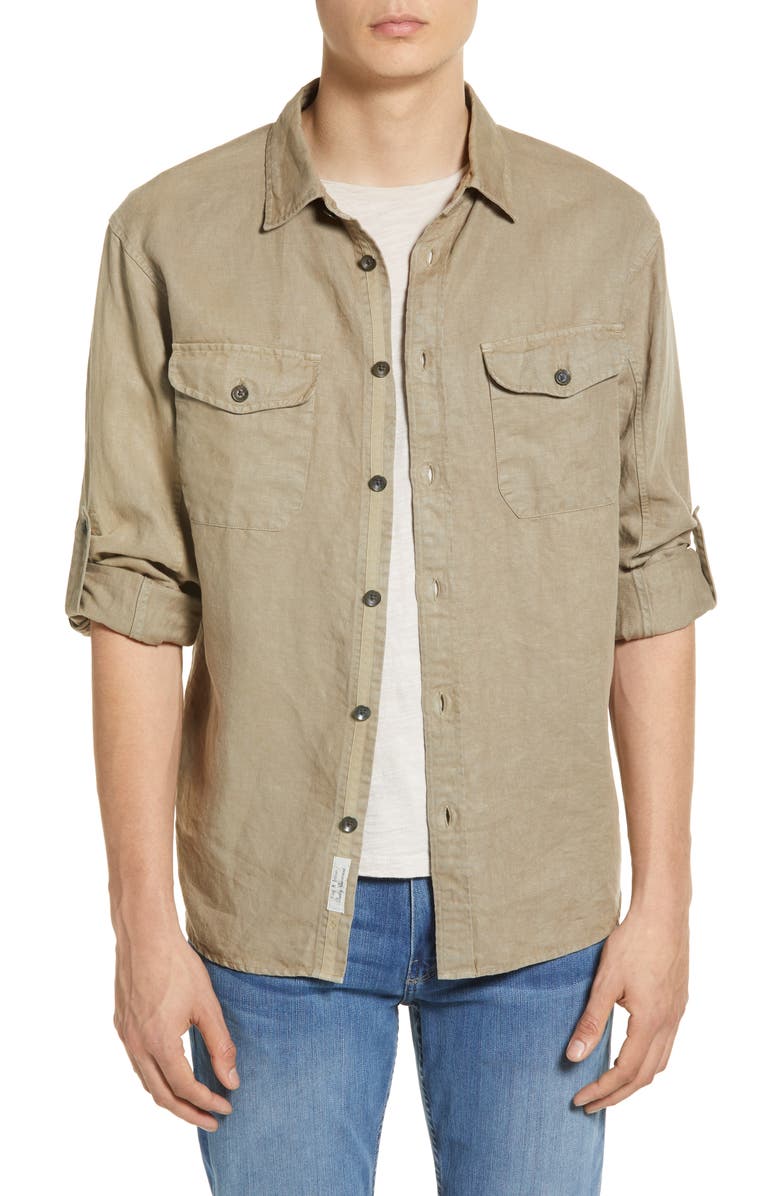 rag & bone Safari Linen Button-Up Shirt, Main, color, 