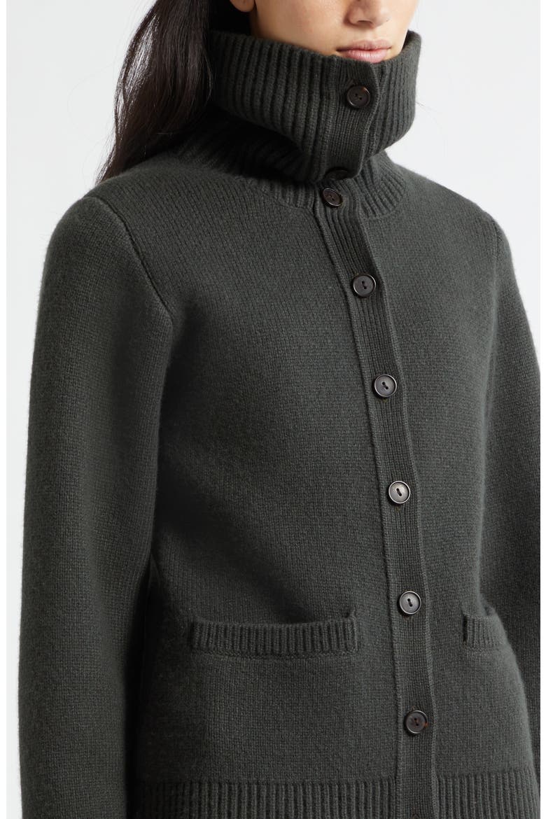 Double Face Wool Blend Turtleneck Cardigan, Alternate, color, DARK THYME