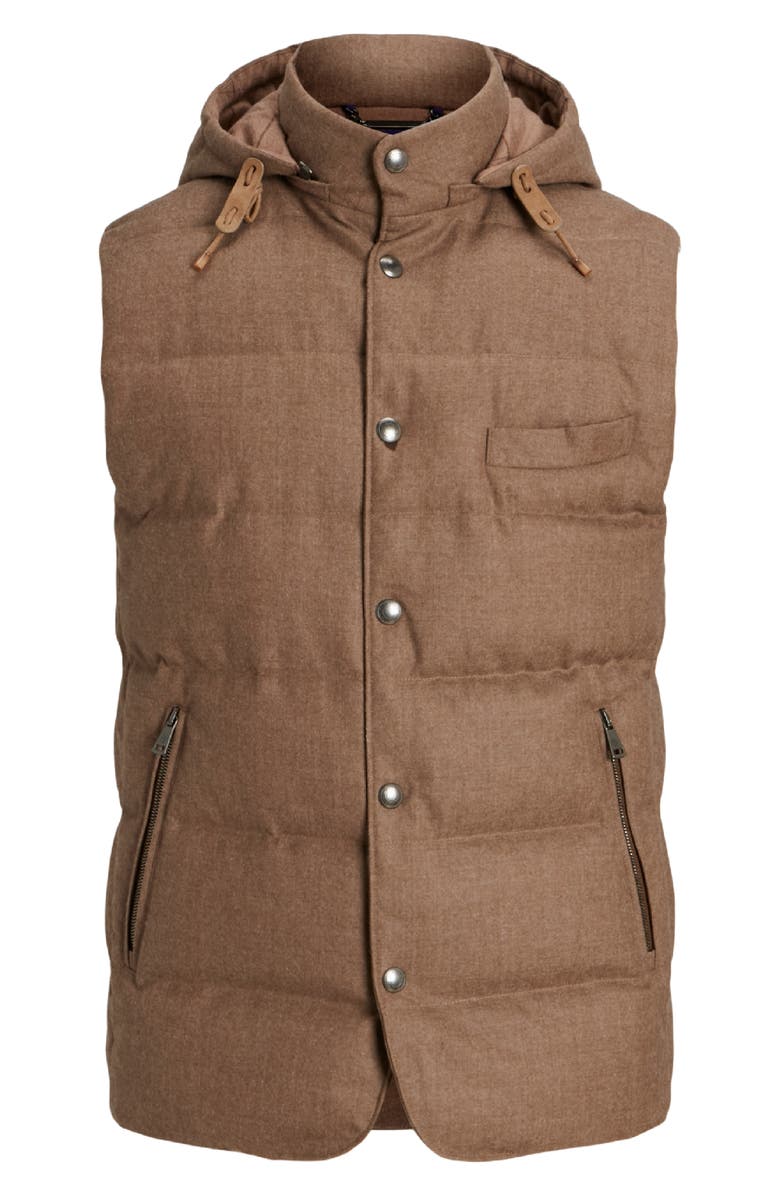Ralph Lauren Purple Label Joel Wool 750 Fill Power Down Vest with Removable Hood, Alternate, color,